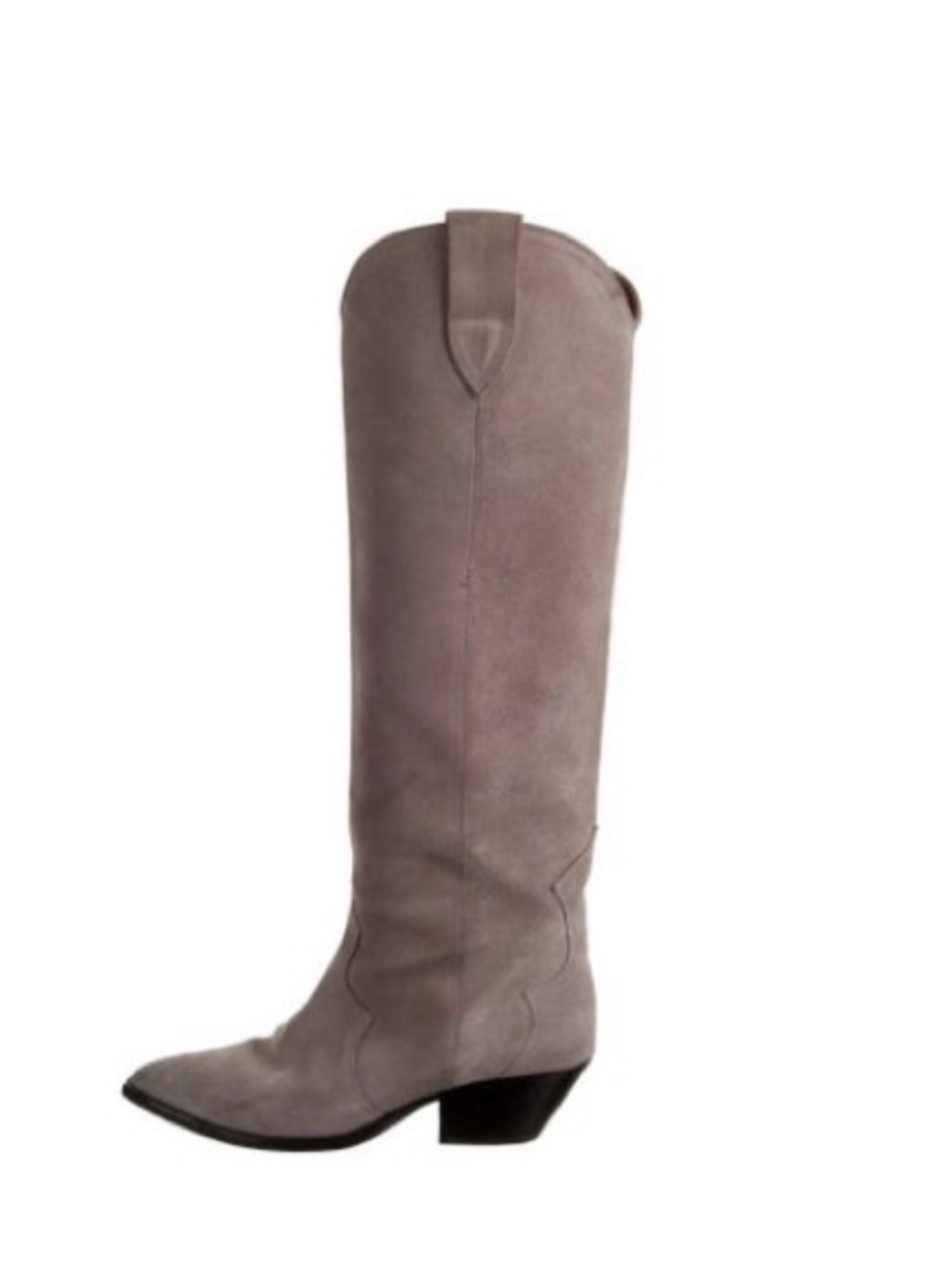 Isabel Marant Tall Suede Western Boot - Taupe Gray